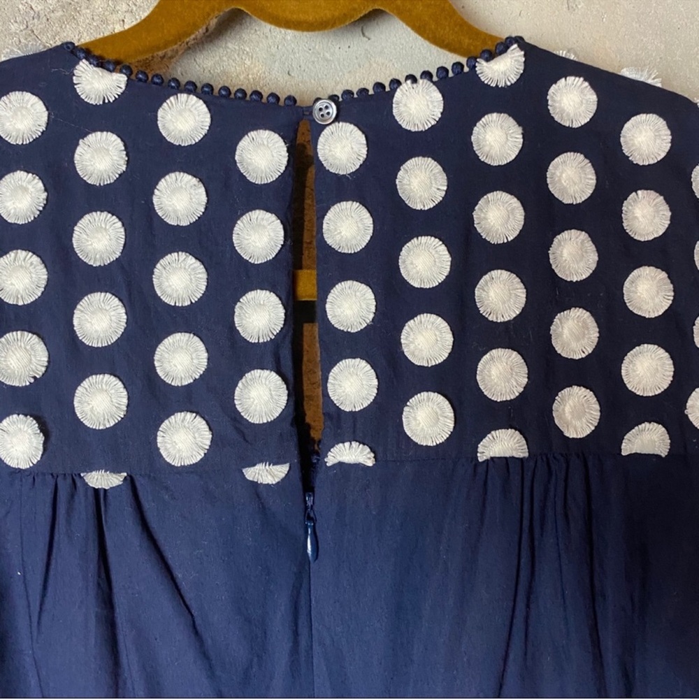 J. Crew Navy Bell Sleeve Dress With Fringe Dot size 0 - Picture 8 of 10